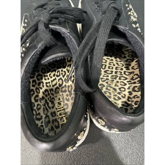 Chicos Shoes Womens 9.5 Black Leather Studded Sneakers Casual Embellished Street - Picture 7 of 9